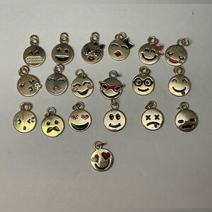 19 Emoji Gold Tone Charms